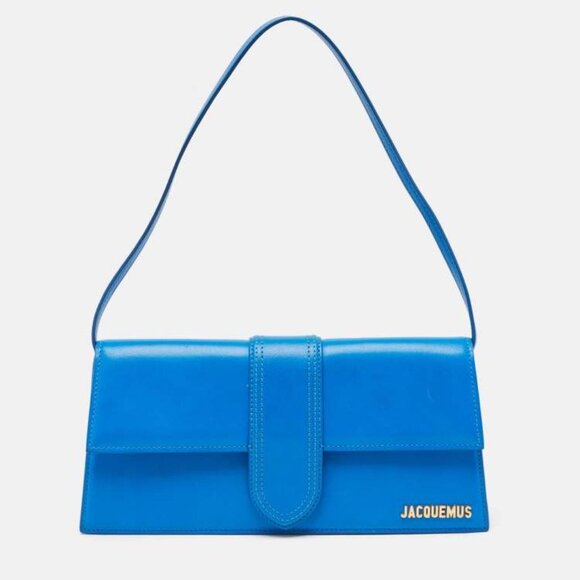 Jacquemus Handbags - Jacquemus Le Bambino Long Blue Leather Shoulder Bag